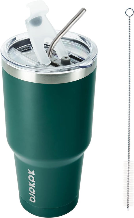 BJPKPK 30oz Tumbler with Lids and Straws, Stainless Steel Vacuum Insulated Coffee Tumblers, Insulated Travel Mug Water Cup with Leakproof Lid,Army Green