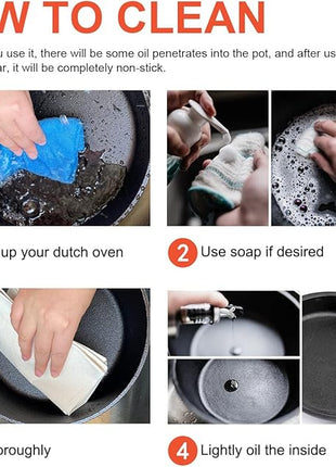 Overmont Cast Iron Dutch Oven with dual use Skillet lid for Oven, Induction, Electric, Grill, Stovetop, (3.2QT Pot, 10.5 inches)