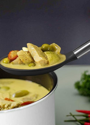 Pack of 2 Large Silicone Cooking Spoons,Non Stick Solid Basting Spoon,Heat-Resistant Kitchen Utensils for Mixing,Serving,Draining,Stirring (Black)