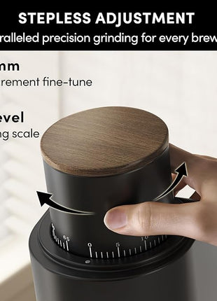 Burr Coffee Grinder,Wirsh Electric Single Dose Coffee Grinder Geimori GU38 with 38mm 6-Core Conical Burr,Stepless Adjustment for Espresso,Drip,French Press,Cold Brew,Bellows Included.