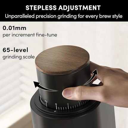 Burr Coffee Grinder,Wirsh Electric Single Dose Coffee Grinder Geimori GU38 with 38mm 6-Core Conical Burr,Stepless Adjustment for Espresso,Drip,French Press,Cold Brew,Bellows Included.