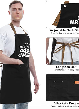 REHAVE Gifts for Dad from Daughter Son, Father's Day Gifts - Birthday, Thanksgiving Gift for Dad, Manly Gift for Friends - Funny Birthday Presents for Him, Brother, Funny Cooking Apron with Pockets
