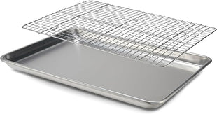 Checkered Chef Baking Sheet Pan and Cooling Rack - Half Sheet, 18" x 13" Aluminum Cookie Sheets and Stainless Steel Wire Rack for Baking