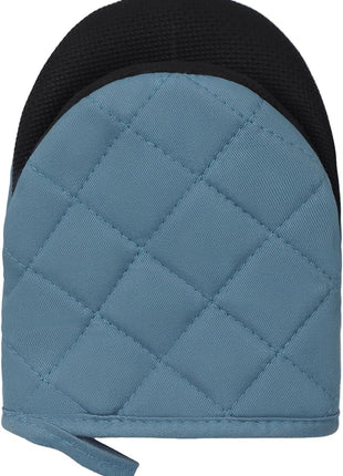 1 Pair Short Oven Mitts, Heat Resistant Silicone Kitchen Mini Oven Mitts for 500 Degrees, Non-Slip Grip Surfaces and Hanging Loop Gloves, Baking Grilling Barbecue Microwave Machine Washable