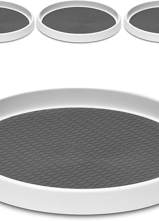 Set of 4, 10 Inch Non-Skid Lazy Susan Organizers - Turntable Rack for Cabinet, Pantry Organization and Storage, Kitchen, Fridge, Bathroom Makeup Vanity Countertop, Under Sink Organizing, Spice Rack