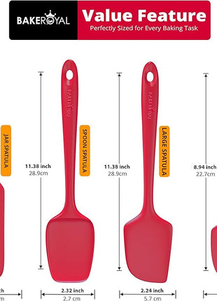 Silicone Spatula Set - 4-Piece Rubber Spatulas Silicone Heat Resistant 600°F for Everyday Task - Seamless Design Kitchen Spatulas for Nonstick Cookware - Red