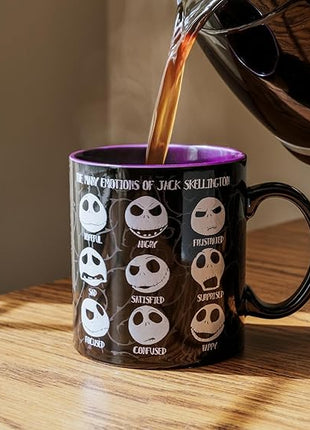 Silver Buffalo Disney Tim Burton's Nightmare Before Christmas Jack Skellington Emotions Ceramic Mug, 20 Ounces