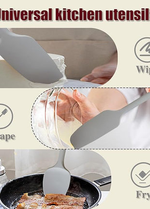 Silicone Spatula, 4-Pack Silicone Set,Heat Resistant for Non Stick,Food Grade Cookware with Stainless Steel for Mixing,Cooking,Baking,Flipping,Spreading,Lifting,Serving,BPA Free,Dishwasher Safe(Gray)