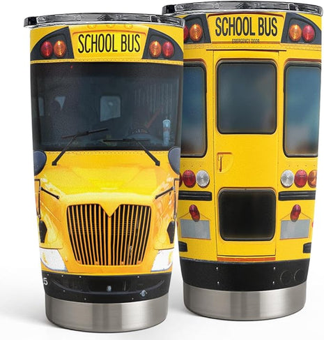 SANDJEST Bus Driver Tumbler - School Bus 20 oz Stainless Steel Double Wall Vacuum Tumblers Coffee Travel Mug - Thermal Cups Birthday, Christmas, Back To School Gifts for Men, Women, Friends, Besties