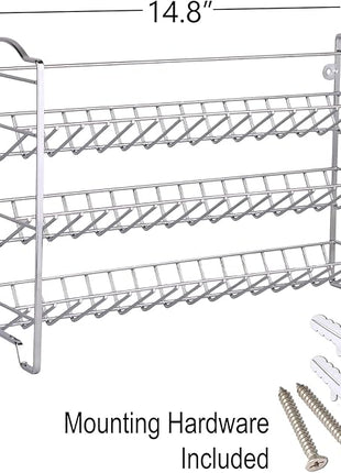 SWOMMOLY Spice Rack Organizer with 24 Empty Glass Spice Jars, 396 Spice Labels with Chalk Marker and Funnel Complete Set, for Countertop, Cabinet or Wall Mount, Silver