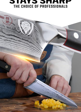 Dalstrong Chef Knife - 7 inch Blade - Shogun Series ELITE - Damascus - Japanese AUS-10V Super Steel - G10 Black Handle - Razor Sharp Kitchen Knife - Full Tang Cooking Chef's Knife - Sheath