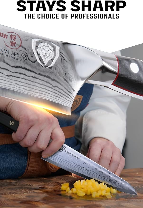 Dalstrong Chef Knife - 7 inch Blade - Shogun Series ELITE - Damascus - Japanese AUS-10V Super Steel - G10 Black Handle - Razor Sharp Kitchen Knife - Full Tang Cooking Chef's Knife - Sheath