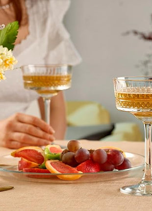 Pasabahce Vintage Coupe Glasses Set Of 6 - Exclusive Champagne, Cocktail, Martini, Wine Glasses - Long Stem Glassware - 8.8 oz - Perfect for Parties, Gifts, Housewarming, Weddings,Aniversary