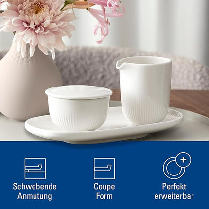 Villeroy & Boch Afina Gourmet Universal Plate/Pickle Dish, Premium Porcelain, Made in Germany, Dishwasher and Microwave Safe, 9 x 5 in, Stackable, Rich, Creamy White