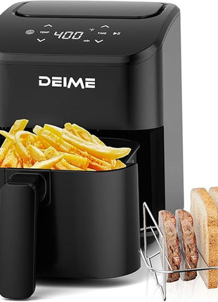 DEIME Air Fryer 3 Qt, Small Airfryer Digital Space Saving Compact, Bake, Reheat, Roasts for Quick Easy Meals, Mini Compact & Quiet, Nonstick & Dishwasher Safe Basket Toast Rack