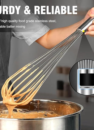 Walfos Whisk,17in Large Whisks, Heavy Duty Stainless Steel Wire Whisk Ideal For Beating Eggs, Blending Sauces, Mixing Batter.