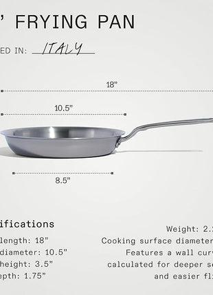 Made In Cookware - 10-Inch Stainless Steel Frying Pan - 5 Ply Stainless Clad - Professional Cookware - Crafted in Italy - Induction Compatible