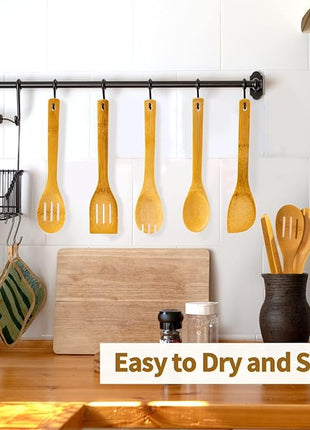 Wooden Spoons for Cooking 7-Piece, Kitchen Nonstick Bamboo Cooking Utensils Set, Healthy Bamboo Wooden Spatula Spoon for Cooking