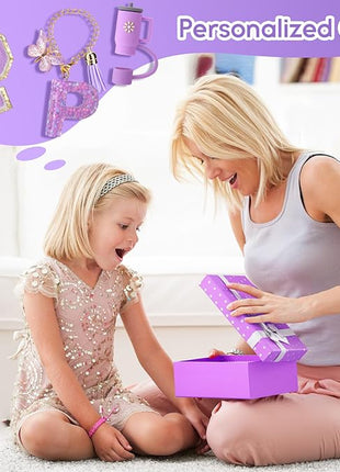 Mity rain 6PCS Cup Accessories Set for Stanley Cup 30oz 40oz tumbler with handle, Including Silicone Straw Topper Cover Cap and Boot, Spill Proof Stopper, Handle Charm, Initials Sticker (Letter P)