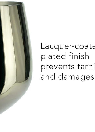 PG Set of 4 Stainless Steel Wine Glasses - 18.5oz Black Unbreakable Stem Metal Wine Goblets