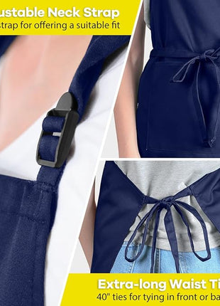 ROTANET Extra Large Apron for Men Adjustable Bib Aprons with 2 Pockets Cooking Kitchen Women Chef Water & Oil Resistant
