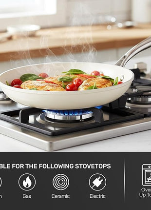 GOTHAM STEEL 10 Inch Non Stick Frying Pans Nonstick Skillet, Ceramic Pan for Cooking Non Toxic, Nonstick Frying Pan Skillets with Stay Cool Handle, Fry Pans, Oven and Dishwasher Safe