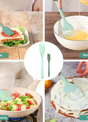 Silicone Spatula Set, Premium Spatulas Silicone Heat Resistant 2 Small & 2 Large Flexible Scraper for Nonstick Cookware, Rubber Spatula for Kitchen Mixing Baking Cooking Use, Soft Spatula - Set of 4