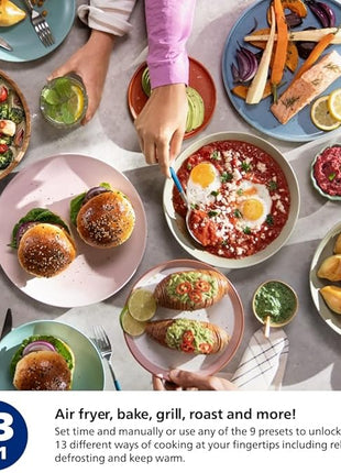 Philips 2000 Series Airfryer - 4.4 qt (4.2 l) Pan, 13 Cooking Functions, RapidAir Technology, Healthy Cooking with 90% Less Fat, Efficient & Fast (NA220/00), 9.8 pounds weight