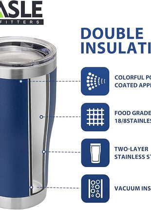 HASLE OUTFITTERS 20 oz Tumbler Bulk, Stainless Steel Tumblers with Lid, Vacuum Insulated Tumbler, Double Wall Powder Coated Cup, coffee mugs, Navy Blue, 12 Pack