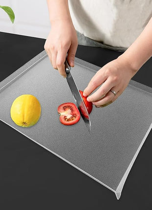 WK Flexible Plastic Cutting Boards Mats with Lip, Foldable Cutting Board for Kitchen Set of 3, Clear Cutting Boards, Nonslip Cutting Mats Sheets, BPA Free, Dishwasher Safe