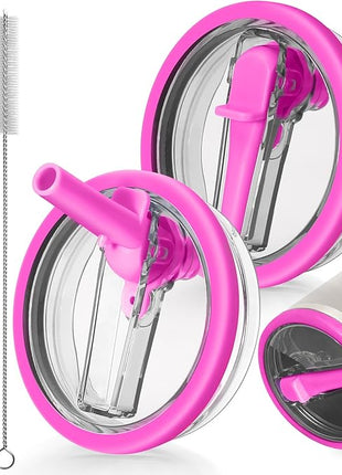 30oz Leak Proof Lid for Stanley Quencher H2.0 Protour Tumbler, 2 Pack Flip Straw Lid Replacement 30 oz Spill Proof Lids Cover Top for Stanley Cup Accessories (RoseRed, RoseRed)