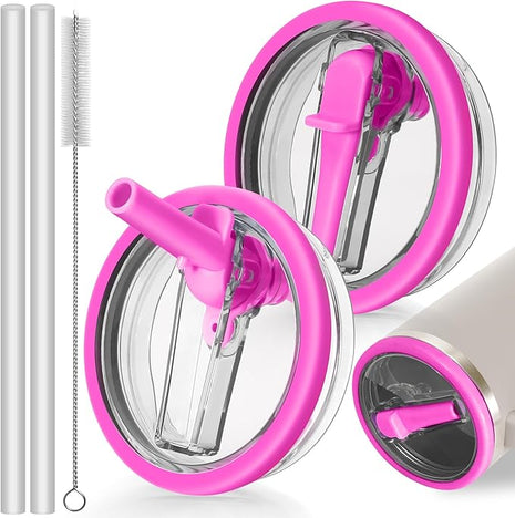 30oz Leak Proof Lid for Stanley Quencher H2.0 Protour Tumbler, 2 Pack Flip Straw Lid Replacement 30 oz Spill Proof Lids Cover Top for Stanley Cup Accessories (RoseRed, RoseRed)