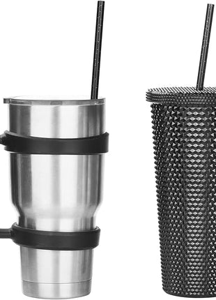 ALINK 12PCS Reusable Black Glitter Straws, 11" Long Hard Plastic Tumbler Drinking Straws for 16 OZ 20 OZ 30 OZ Stanley, YETI, Mason Jar, Starbucks Tumblers with Cleaning Brush