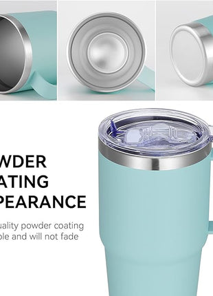 VEGOND 20 oz Tumbler with Handle Lid and Straw, Stainless Steel Insulated Travel Coffee Mug Spill Proof Double Wall Metal Tumbler Cup Keeps Drink Hot and Cold, Mint Green 1 Pack