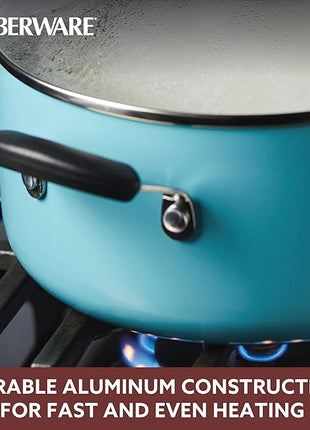 Farberware Smart Control Nonstick Cookware Pots and Pans Set, 14 Piece, Aqua