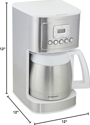 Cuisinart 12-Cup Coffee Maker, Programmable PerfecTemp Thermal Carafe Coffee Machine with 1-4 Cup Setting, Brew Strength Control and Brew Pause, Stainless Steel, White