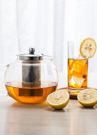 Small Teapot, Teapot with Infuser, Glass Tea Kettle Stovetop Safe, Blooming and Loose Leaf Tea Maker Set Gift for Women, 650ml/22oz