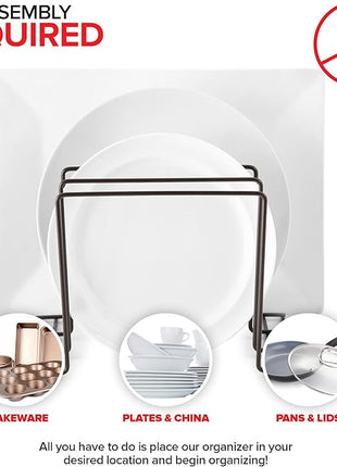 Stock Your Home Bronze (2 Pack) Steel Baking Pan Organizer Rack for Cabinet or Counter, Holder for Kitchen Cutting Boards, Pot Lids, or Cookie Sheets - Rust Proof Wire, Drying Storage