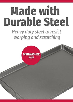 GoodCook Everday Nonstick Carbon Steel 17 x 11-Inch Baking Sheet Set, 2 Pack – Medium Sized Carbon Steel Cooking Pans, Bakeware Set, Cookie Sheets for Baking, Oven Pan Set