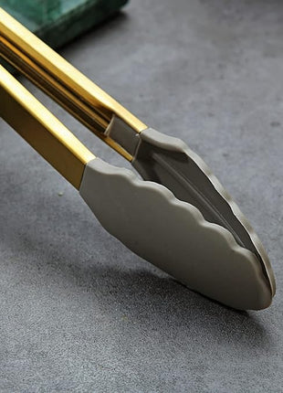 Gold Cooking Tongs, Berglander Heavy Duty Food Tongs For Cooking With Silicone Tips And Titanium Gold Plating Handle, Kitchen Tongs, Grill Tongs, Dishwasher Safe, Easy to Clean
