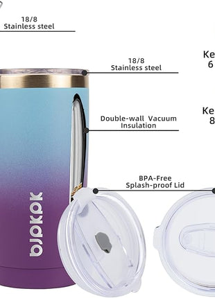 BJPKPK 20 oz Stainless Steel Vacuum Insulated Tumblers with Lids and Straw Reusable Travel Water Mug Double Wall Coffee Cup for Women and Men,Ocean Dream