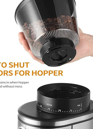 Burr Coffee Grinder, Electric Conical Coffee Bean Grinder With 30 Adjustable Grind Settings For 2-12 Cups, Sliver & Black