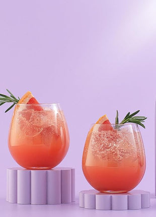 JoyJolt Spirits Stemless Wine Glasses for Red or White Wine (Set of 4)-15-Ounces