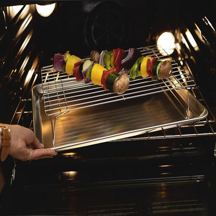 KITCHENATICS 4-Tier Stackable Cooling Racks for Baking, 100% Stainless Steel Wire Rack, Oven Safe Baking Rack, Oven Rack for Pizza, Cake, Bread, Cooling Rack for Cooking and Baking, Cookie Rack 15x10