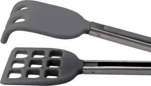 Tovolo Waffle Tongs Mini Silicone Kitchen Tongs for Cooking Serving Flat Stainless Steel Small Tongs with Silicone Tips for Salads Belgian Waffles Air Fryer Appetizers Dishwasher Safe Charcoal Gray