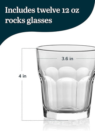 Libbey Gibraltar Rocks Glasses, Set of 12, 12 oz (5243)