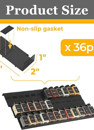 Famhap Spice Drawer Organizer, 36PCS Interlocking Expandable Seasoning Rack Tray Insert for Kitchen Drawers, Spice Rack Drawer for Spice Jars