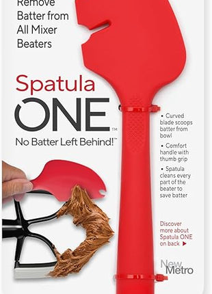 Silicone Spatula ONE Mixer Beater Scraper and Spatula, Cherry Red