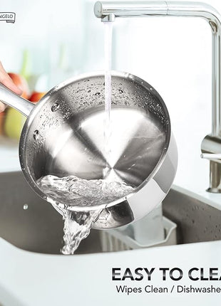 MICHELANGELO Stainless Steel Saucepan Set 1Qt & 2Qt, Premium German Technology Sauce Pans 2 Piece, 18/10 Stainless Steel Sauce Pan Set, Induction Compatible