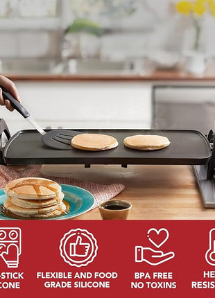 Set of 4 Silicone Spatula Utensils by Boxiki Kitchen. Professional Silicone and Stainless Steel Kitchen Spatula for Cooking, Pancakes, Eggs and Fish.